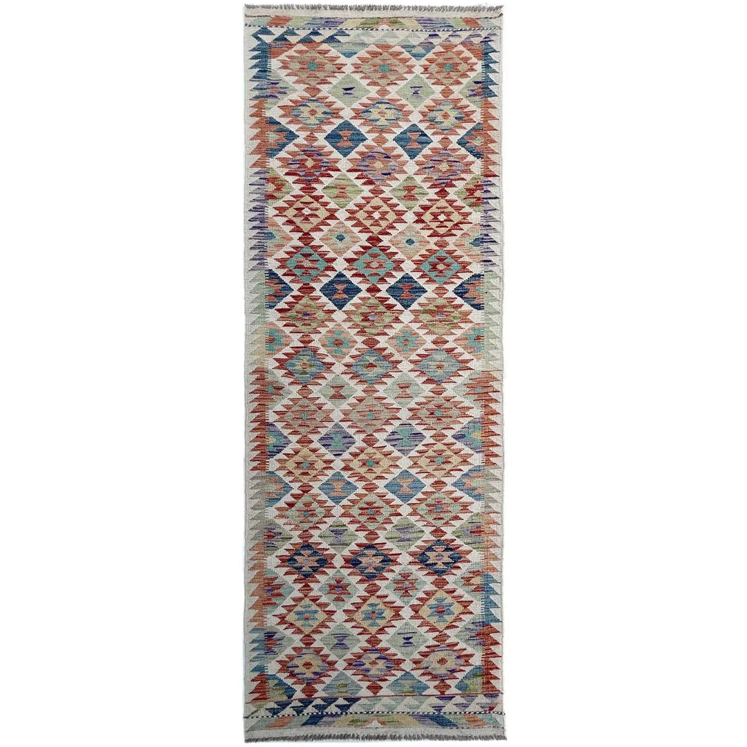 Afghan Vegetable Kilim Runner 2' 9" x 9' 5" Flat-Weave | No. AL934818