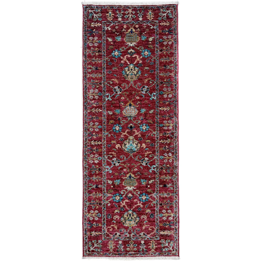 Red Afghan Sultani Rug 2' 0" x 5' 10" Hand-Knotted | No. AL93500