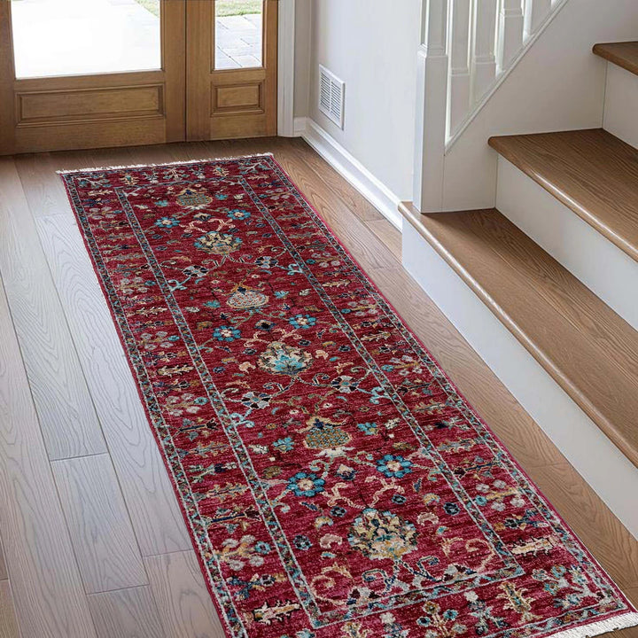 Red Afghan Sultani Rug 2' 0" x 5' 10" Hand-Knotted | No. AL93500