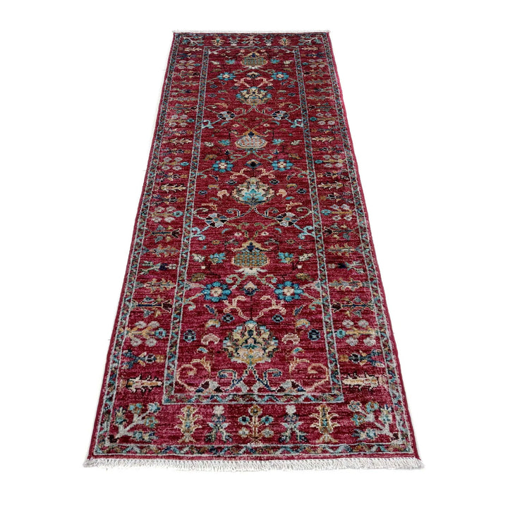 Red Afghan Sultani Rug 2' 0" x 5' 10" Hand-Knotted | No. AL93500