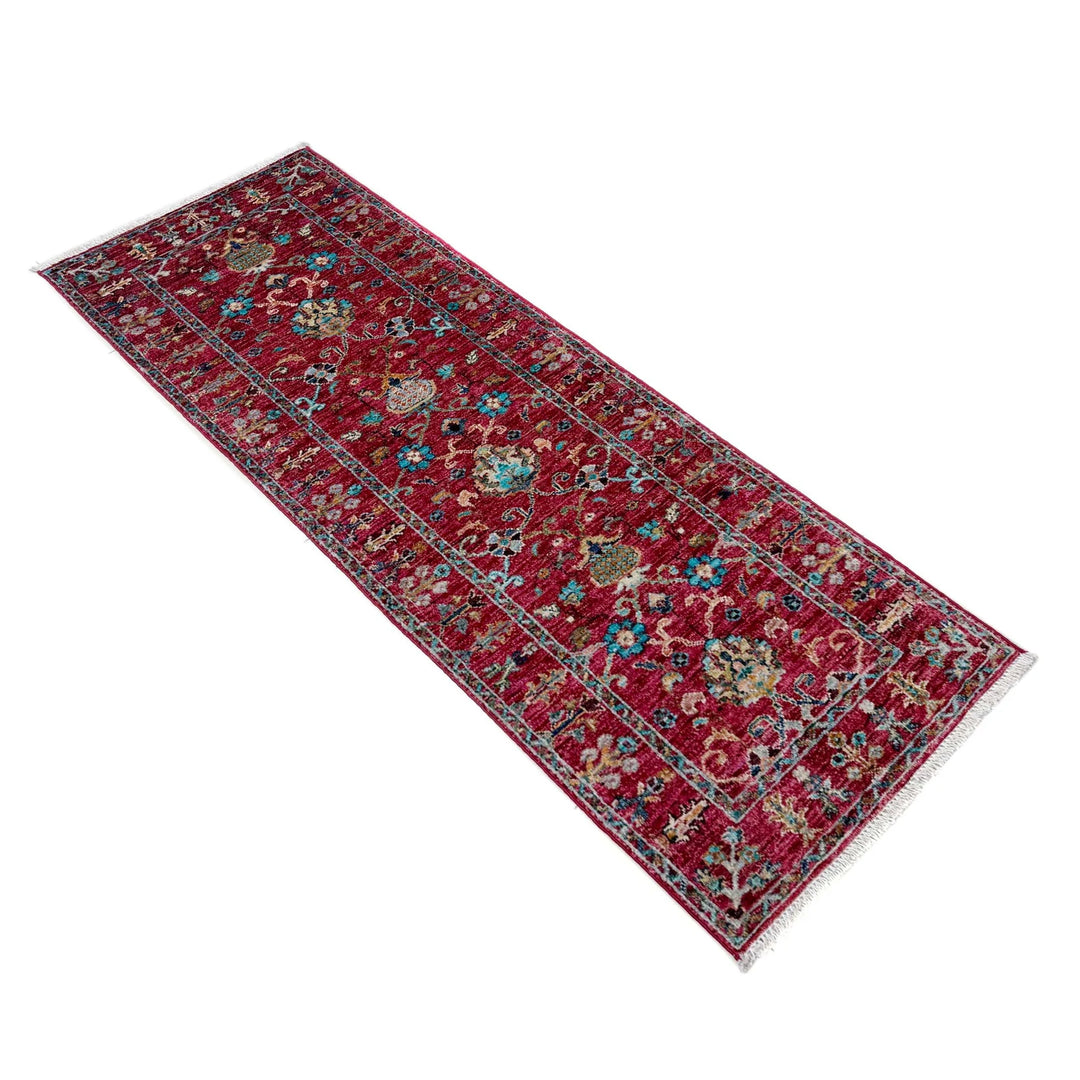 Red Afghan Sultani Rug 2' 0" x 5' 10" Hand-Knotted | No. AL93500