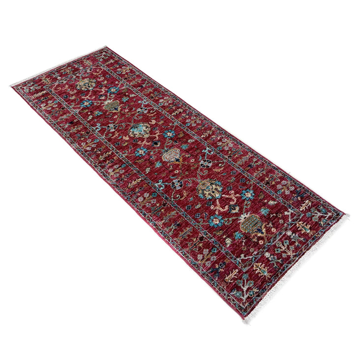 Red Afghan Sultani Rug 2' 0" x 5' 10" Hand-Knotted | No. AL93500