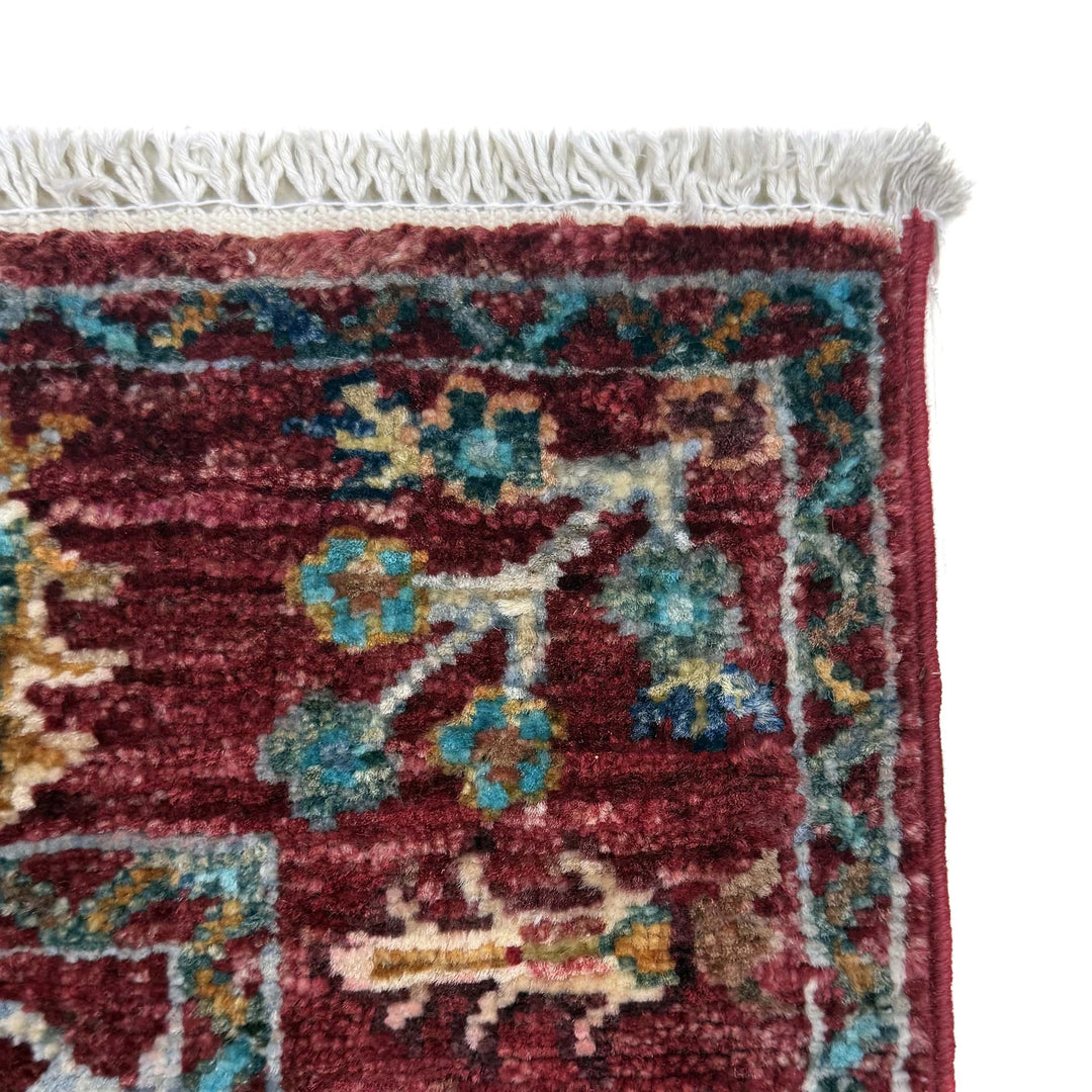 Red Afghan Sultani Rug 2' 0" x 5' 10" Hand-Knotted | No. AL93500