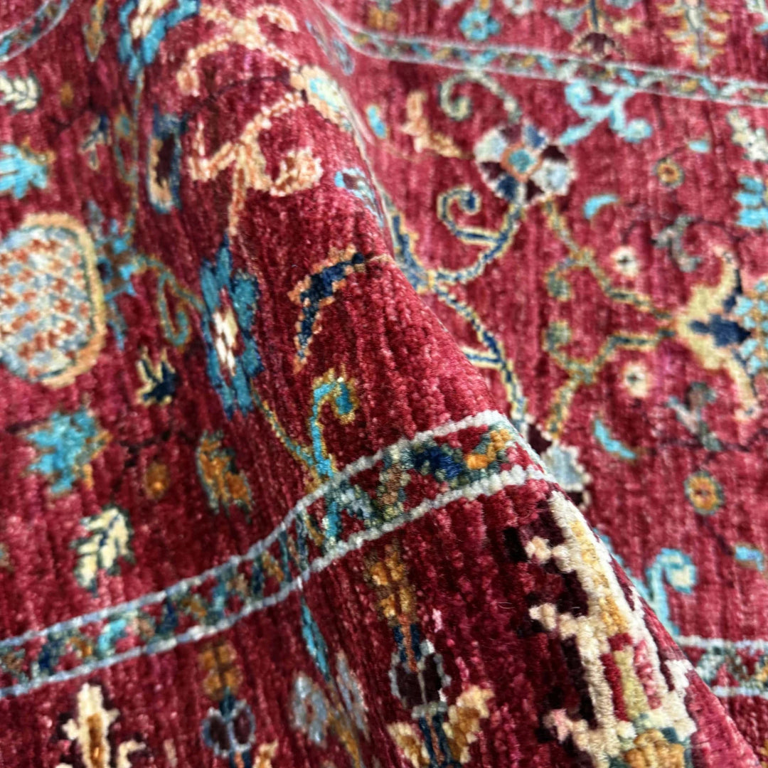 Red Afghan Sultani Rug 2' 0" x 5' 10" Hand-Knotted | No. AL93500