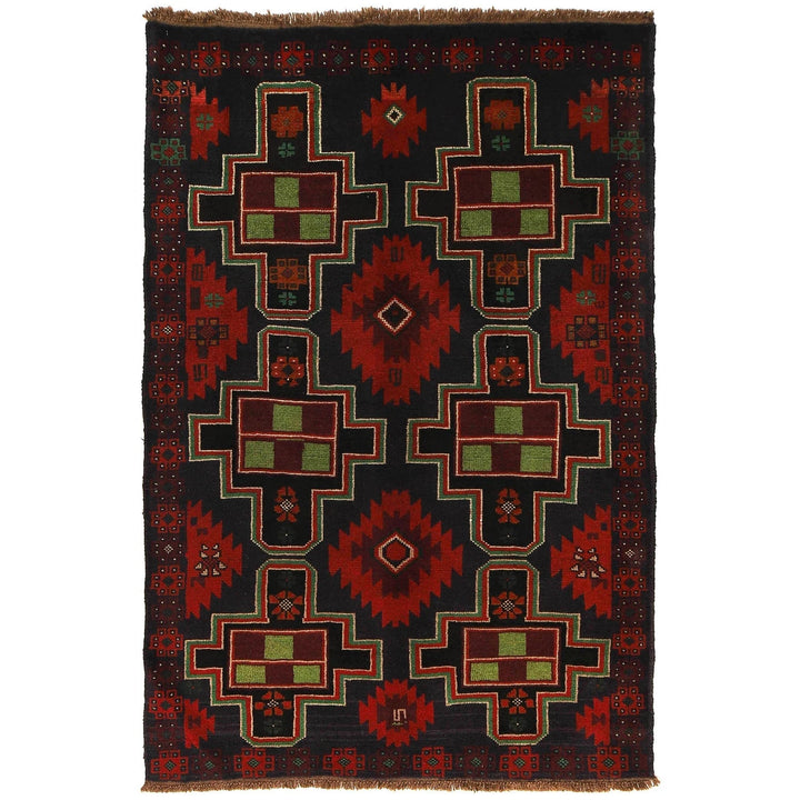 Afghan Baluchi Rug 4' 4" x 6' 7" Hand-Knotted | No. AL93575