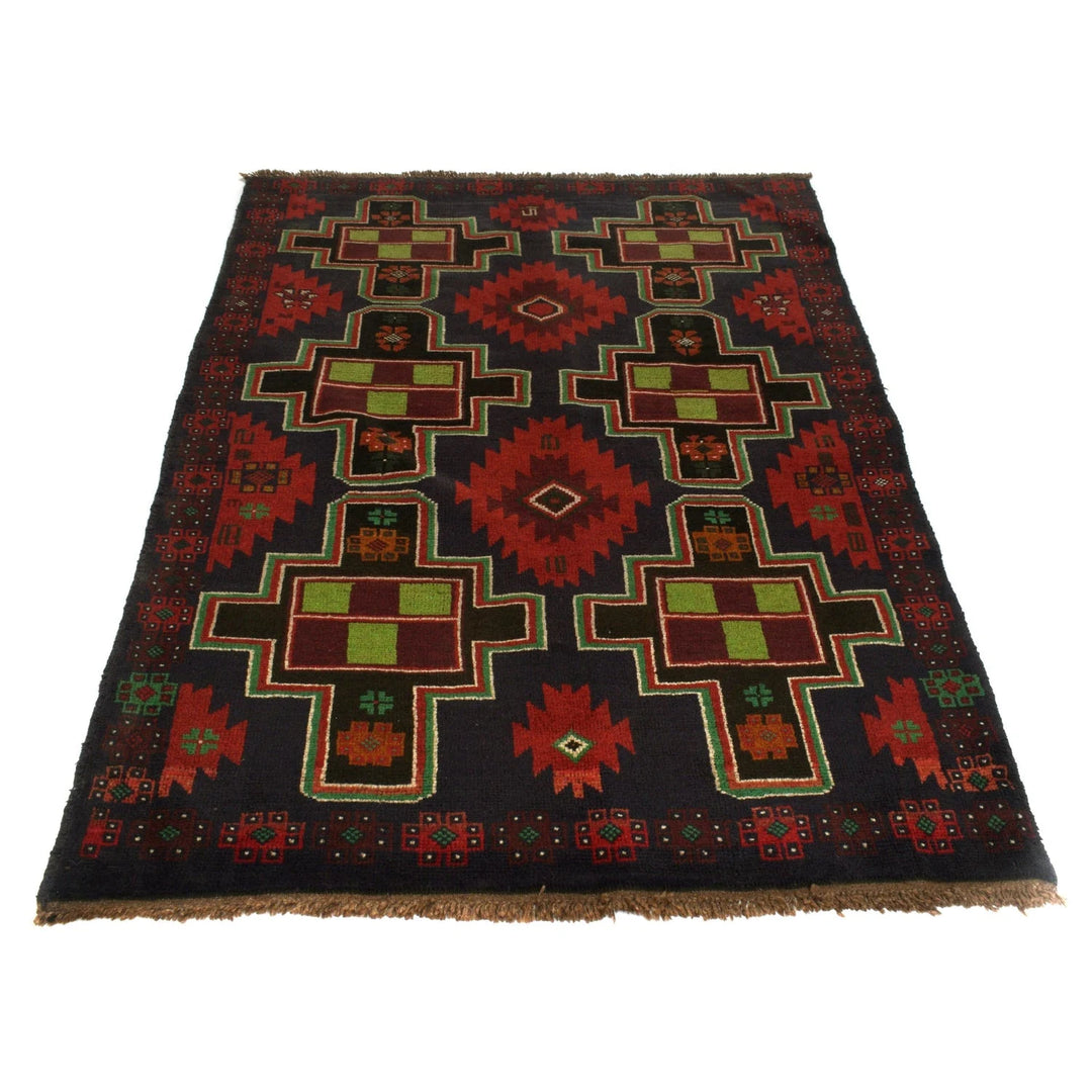 Afghan Baluchi Rug 4' 4" x 6' 7" Hand-Knotted | No. AL93575