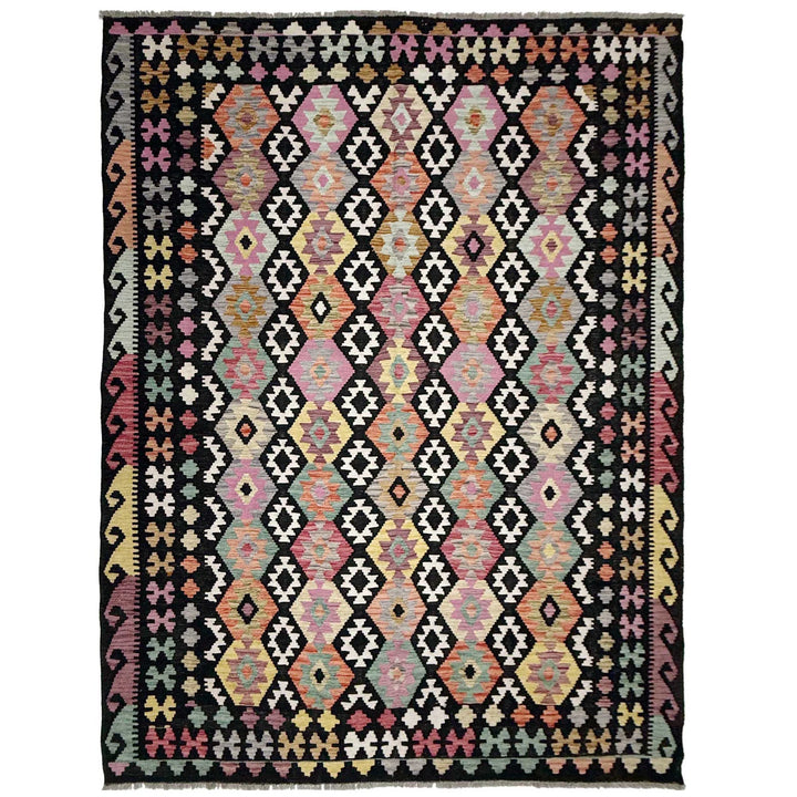 Afghan Vegetable Kilim Rug 6' 7" x 9' 8" Flat-Weave | No. AL935937