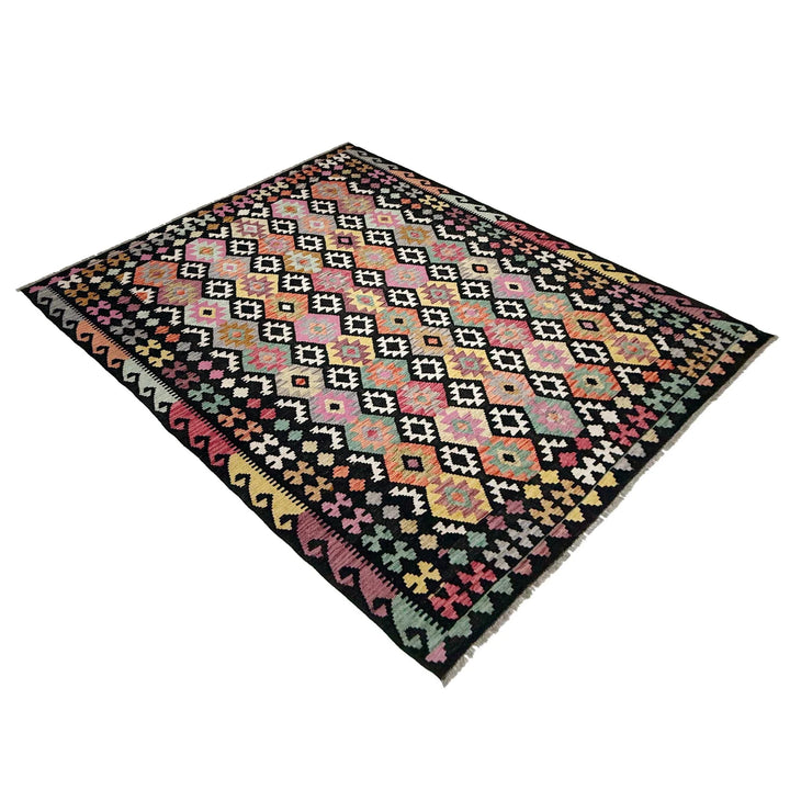 Afghan Vegetable Kilim Rug 6' 7" x 9' 8" Flat-Weave | No. AL935937