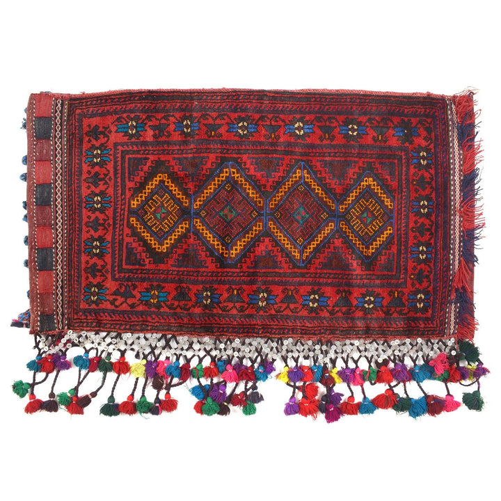Red Afghan Balisht Rug 1' 8" x 3' 2" Hand-Knotted | No. AL93650
