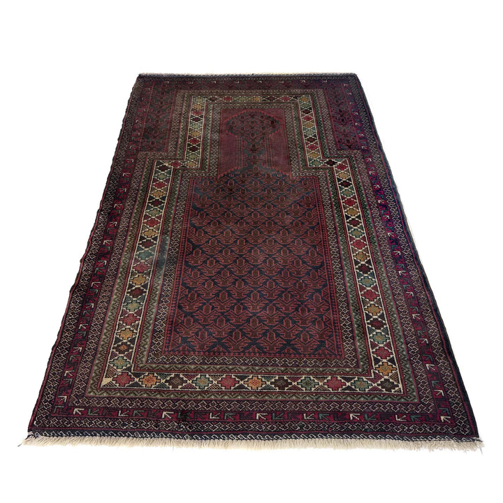 Multicolor Afghan Prayer Rug Rug 2' 11" x 5' 1" Hand-Knotted | No. AL93663