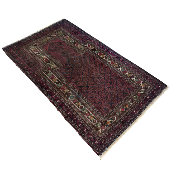 Multicolor Afghan Prayer Rug Rug 2' 11" x 5' 1" Hand-Knotted | No. AL93663