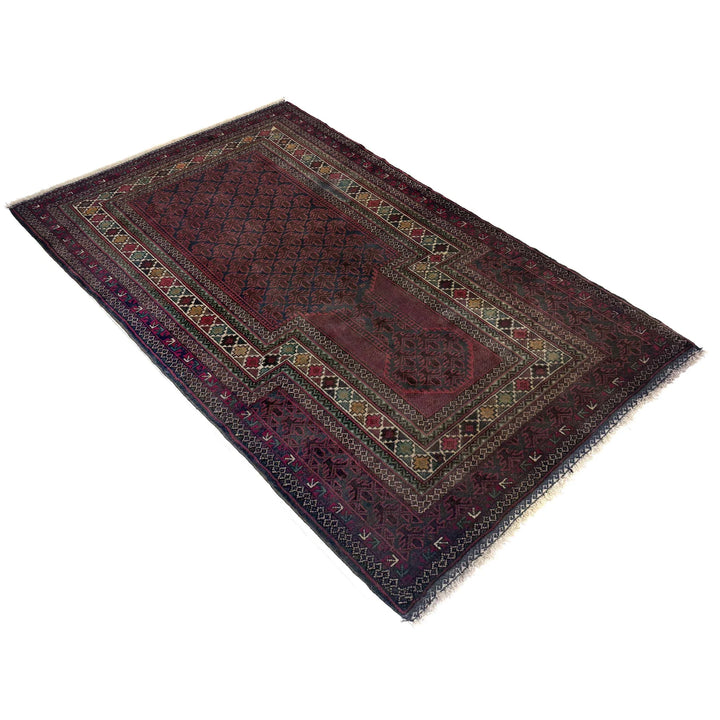 Multicolor Afghan Prayer Rug Rug 2' 11" x 5' 1" Hand-Knotted | No. AL93663