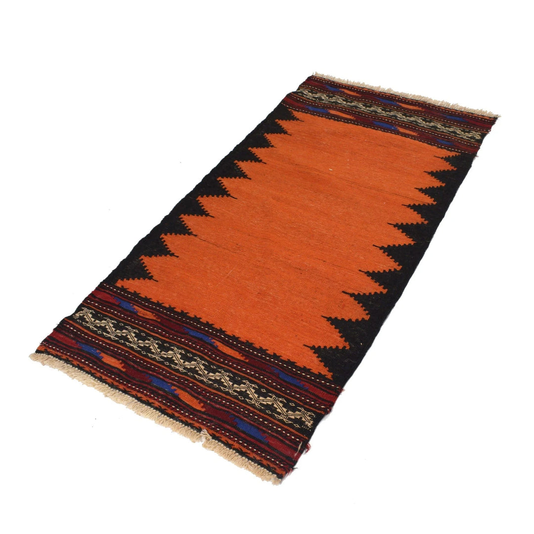 Orange Afghan Kilim Rug 2' 4" x 4' 11" Flat-Weave | No. AL93671