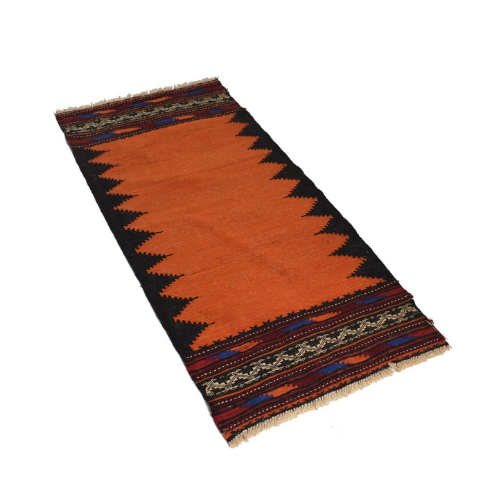 Orange Afghan Kilim Rug 2' 4" x 4' 11" Flat-Weave | No. AL93671