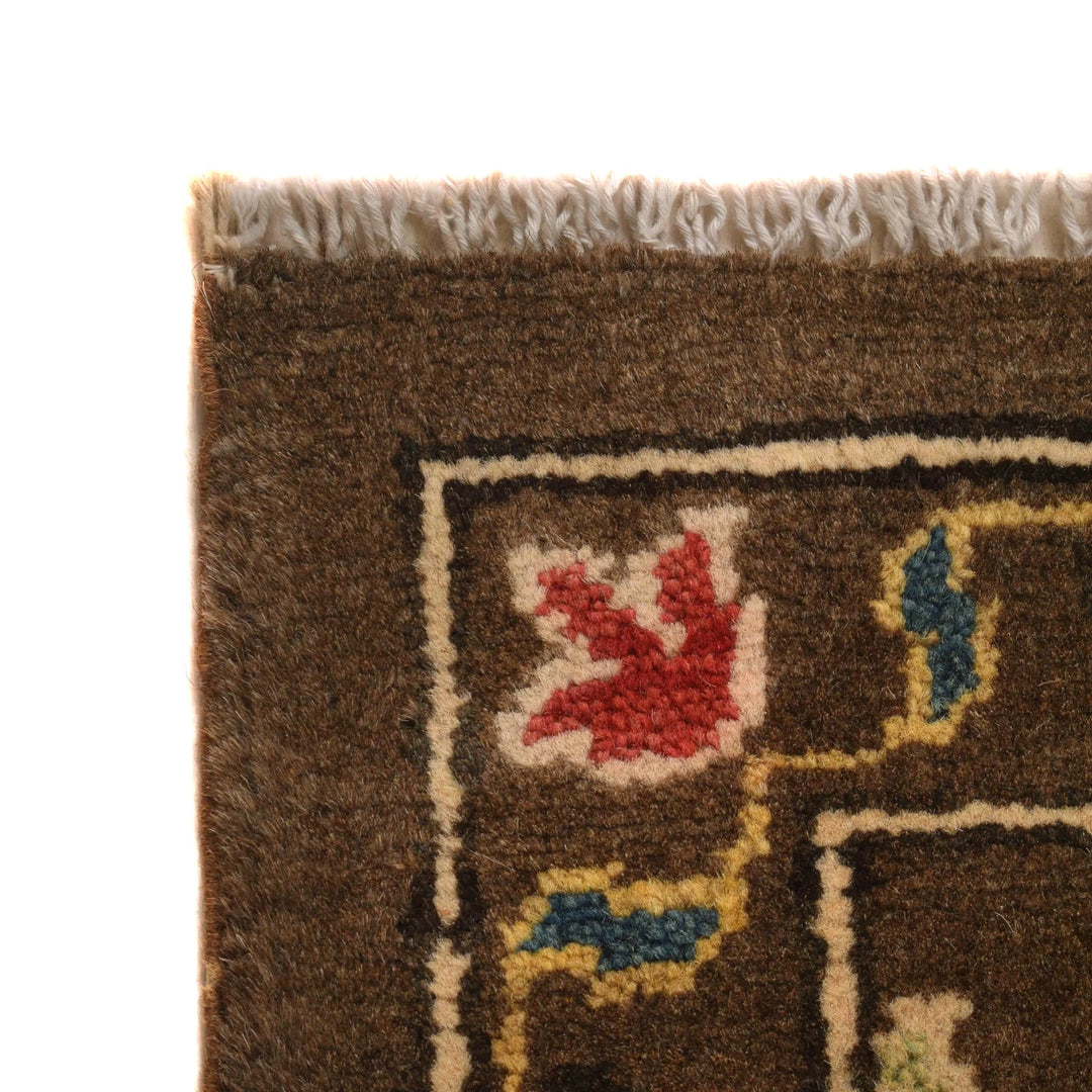 Brown Afghan Sultani Rug 3' 3" x 4' 8" Hand-Knotted | No. AL93716