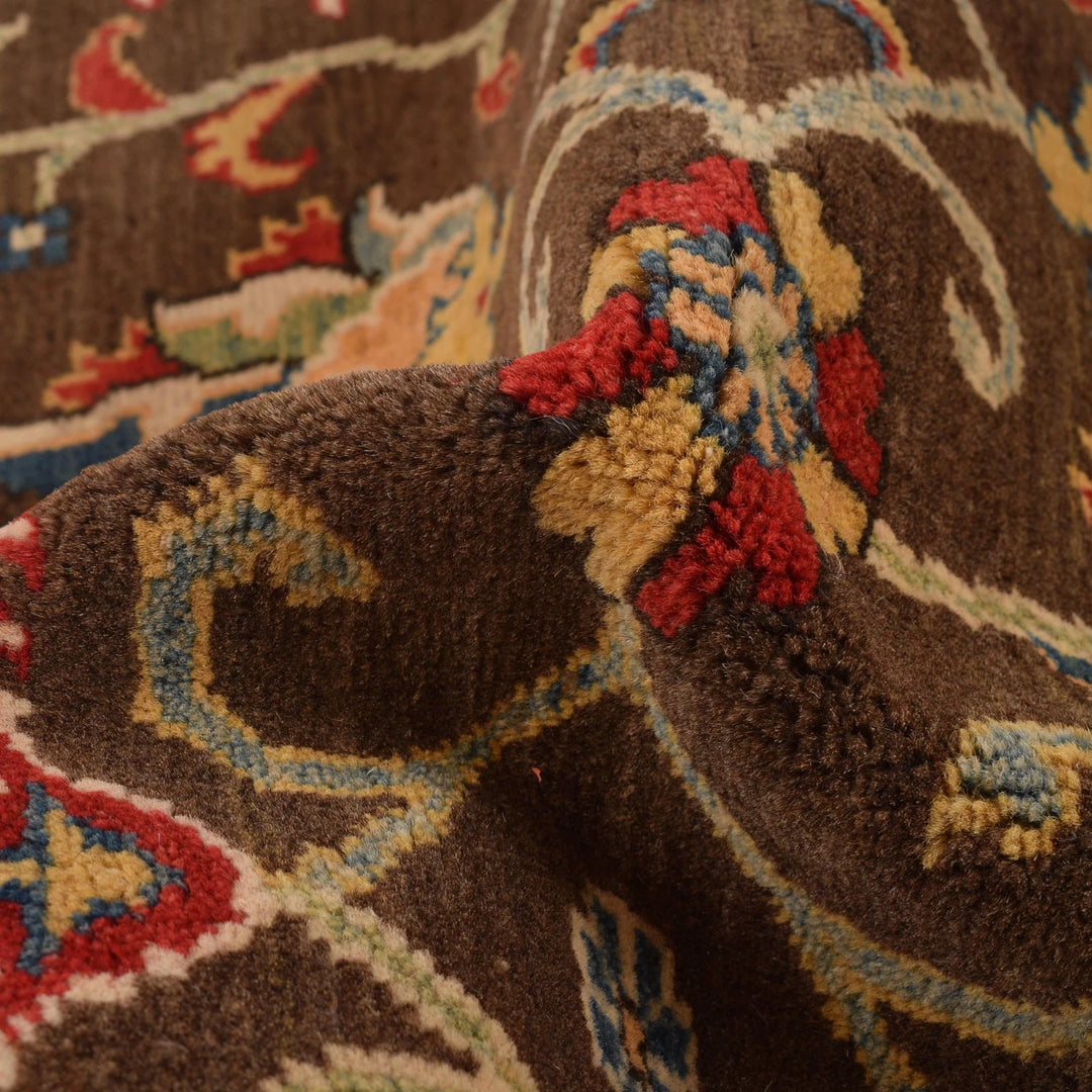 Brown Afghan Sultani Rug 3' 3" x 4' 8" Hand-Knotted | No. AL93716