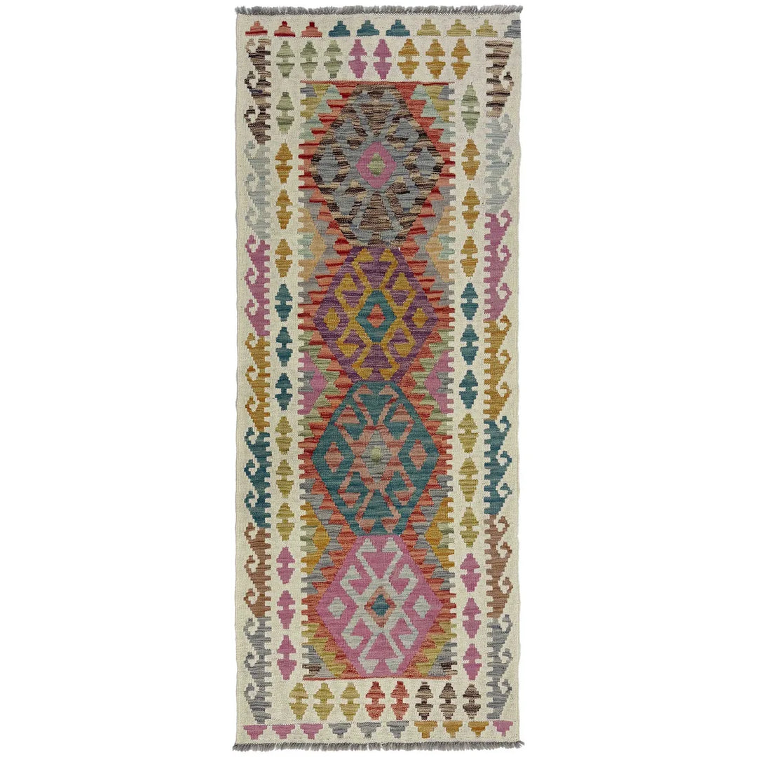 Afghan Vegetable Kilim Rug 2' 6" x 6' 9" Flat-Weave | No. AL93735