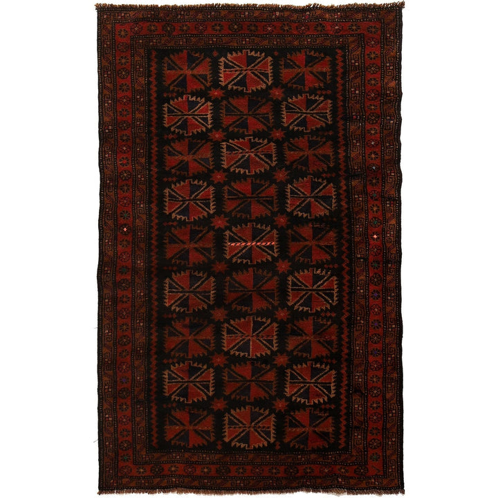 Afghan Baluchi Rug 3' 8" x 5' 12" Hand-Knotted | No. AL93745