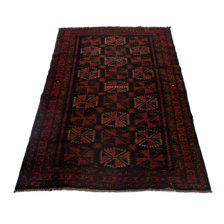 Afghan Baluchi Rug 3' 8" x 5' 12" Hand-Knotted | No. AL93745