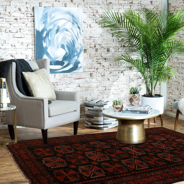 Afghan Baluchi Rug 3' 8" x 5' 12" Hand-Knotted | No. AL93745