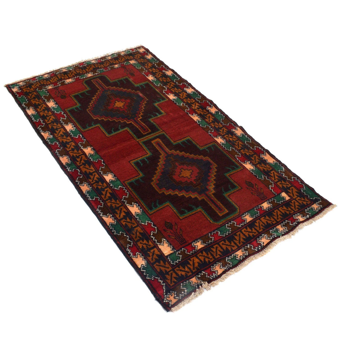 Afghan Baluchi Rug 2' 10" x 5' 4" Hand-Knotted | No. AL93750