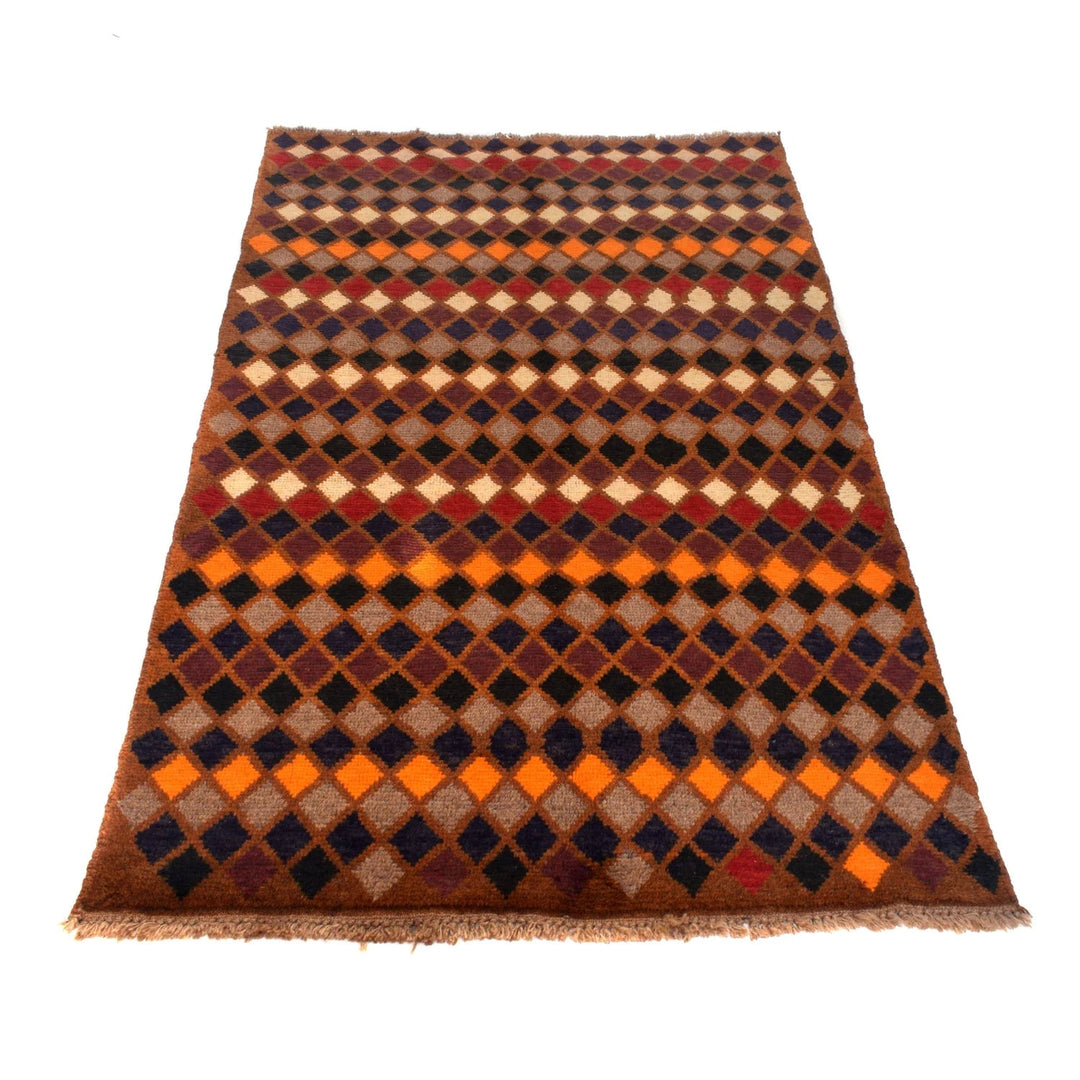 Brown Afghan Baluchi Rug 3' 10" x 6' 3" Hand-Knotted | No. AL93802