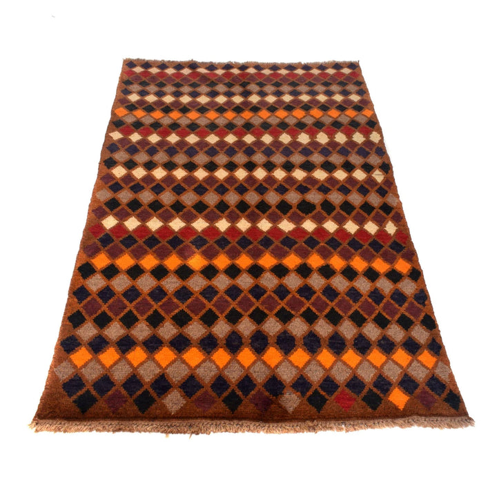 Brown Afghan Baluchi Rug 3' 10" x 6' 3" Hand-Knotted | No. AL93802