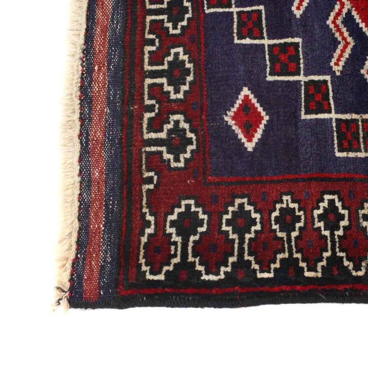 Navy Afghan Baluchi Rug 3' 1" x 4' 0" Hand-Knotted | No. AL93839