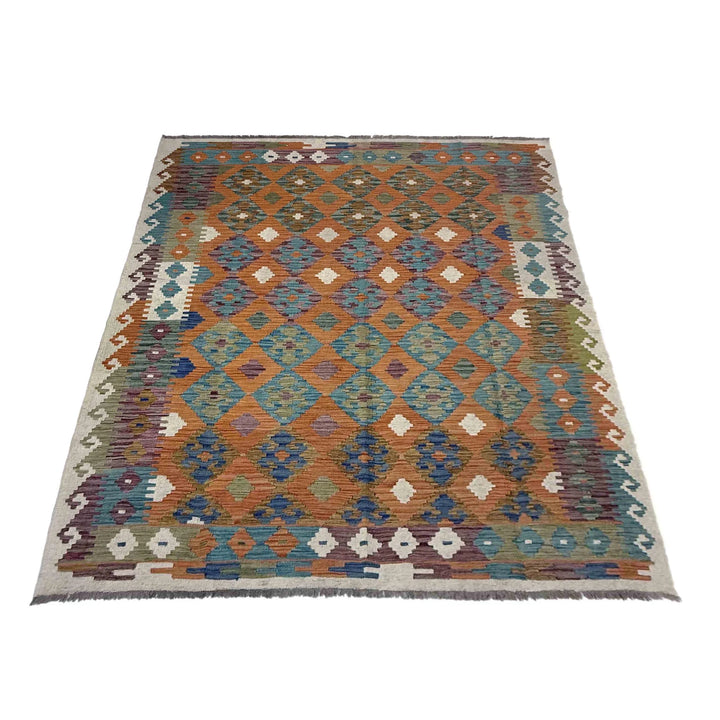 Afghan Vegetable Kilim Rug 5' 11" x 7' 7" Flat-Weave | No. AL938412