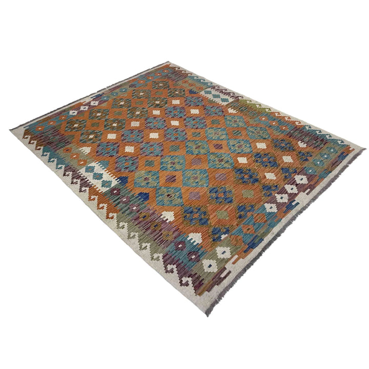 Afghan Vegetable Kilim Rug 5' 11" x 7' 7" Flat-Weave | No. AL938412