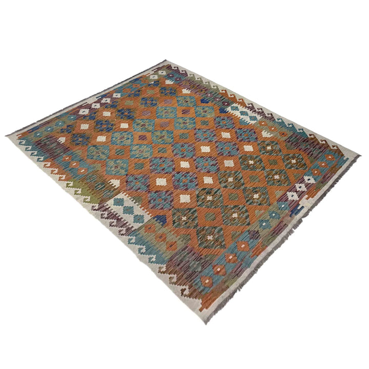 Afghan Vegetable Kilim Rug 5' 11" x 7' 7" Flat-Weave | No. AL938412