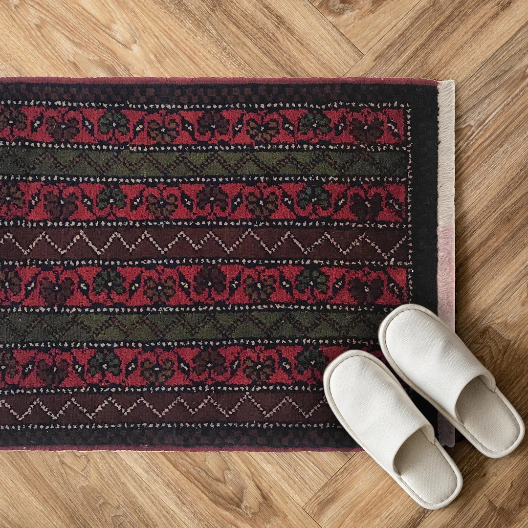 Afghan Oriental Doormat 1' 6" x 2' 0" Hand-Knotted | No. AL93856