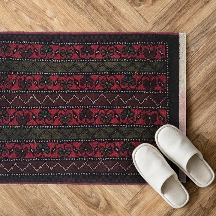 Afghan Oriental Doormat 1' 6" x 2' 0" Hand-Knotted | No. AL93856