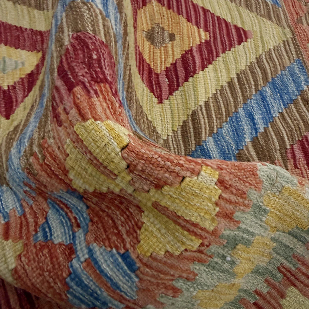 Afghan Vegetable Kilim Rug 3' 5" x 4' 1" Flat-Weave | No. AL938863