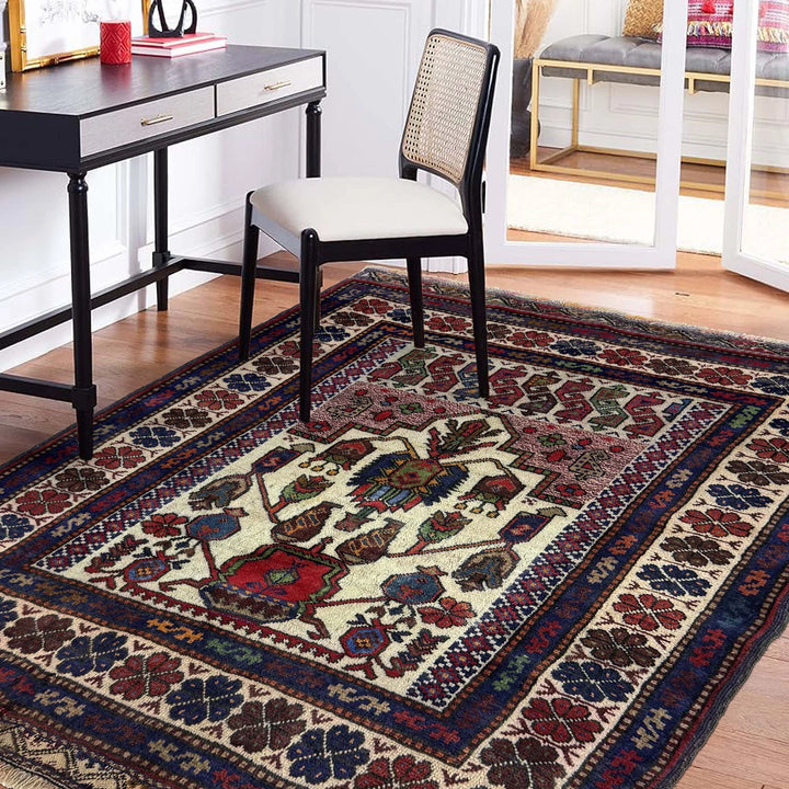 Multicolor Afghan Baluchi Rug 3' 6" x 4' 2" Hand-Knotted | No. AL93997