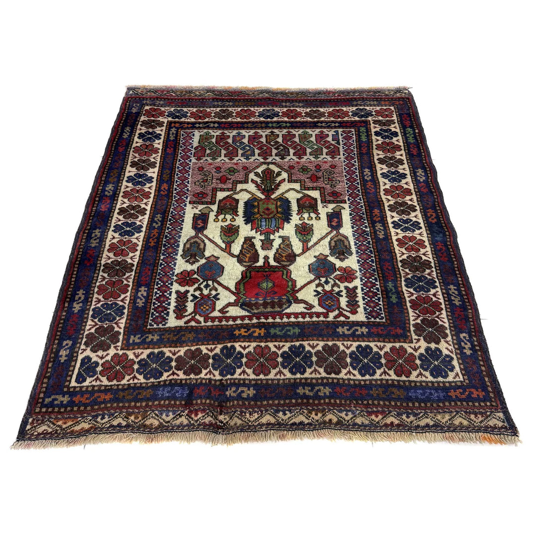 Multicolor Afghan Baluchi Rug 3' 6" x 4' 2" Hand-Knotted | No. AL93997