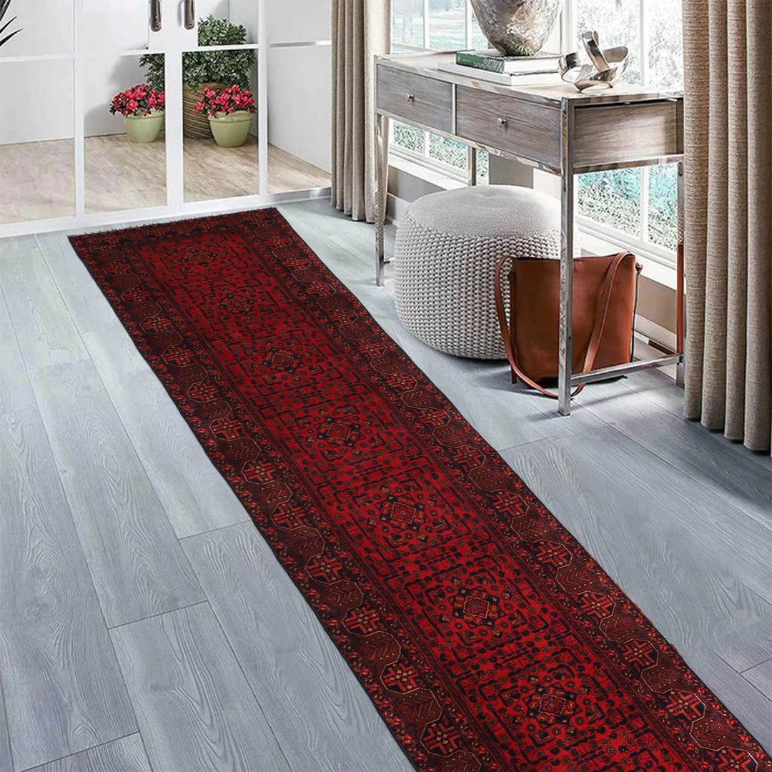 Afghan Khal Mohammadi Runner Rug 2' 6" x 12' 3" Hand-Knotted | No. AL94040