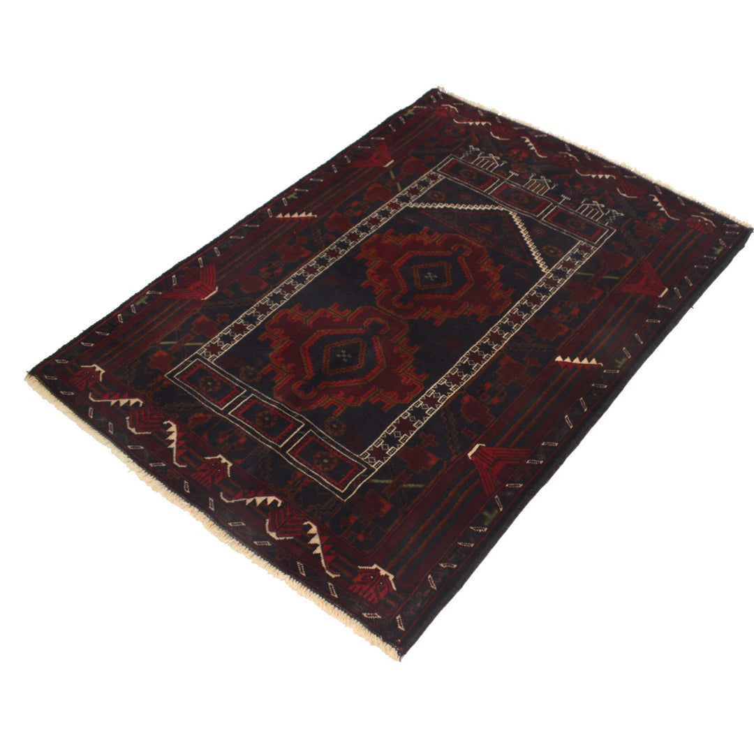 Afghan Prayer Rug 3' 3" x 4' 4" Hand-Knotted | No. AL94091