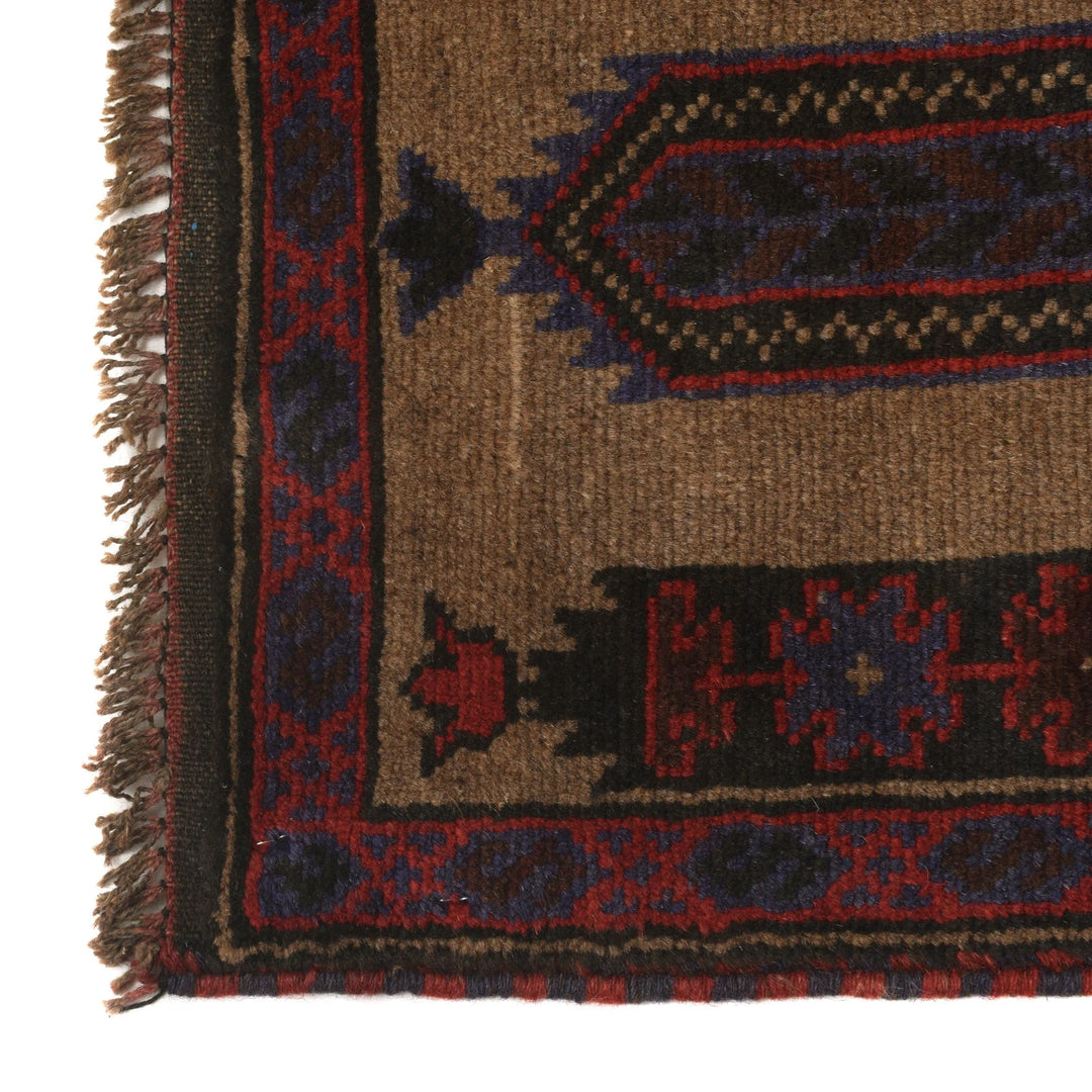 Beige Afghan Prayer Rug 2' 11" x 4' 4" Hand-Knotted | No. AL94133