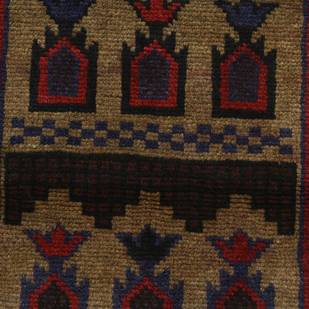 Beige Afghan Prayer Rug 2' 11" x 4' 4" Hand-Knotted | No. AL94133