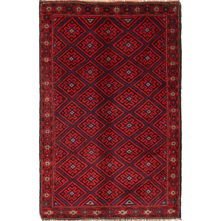 Afghan Baluchi Rug 2' 8" x 4' 2" Hand-Knotted | No. AL94176