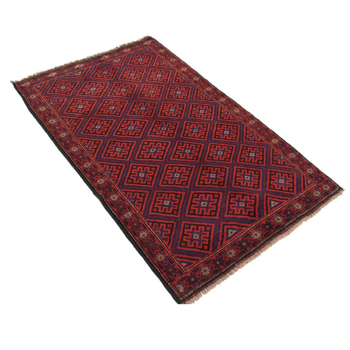 Afghan Baluchi Rug 2' 8" x 4' 2" Hand-Knotted | No. AL94176