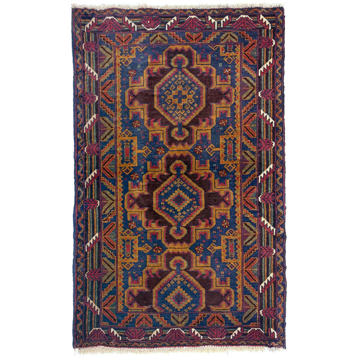 Multicolor Afghan Baluchi Rug 2' 9" x 4' 3" Hand-Knotted | No. AL94253