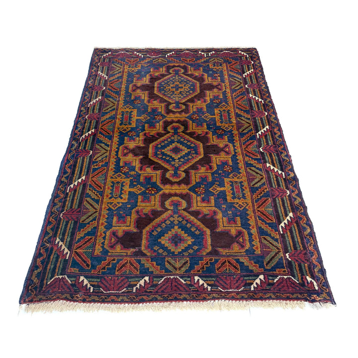 Multicolor Afghan Baluchi Rug 2' 9" x 4' 3" Hand-Knotted | No. AL94253