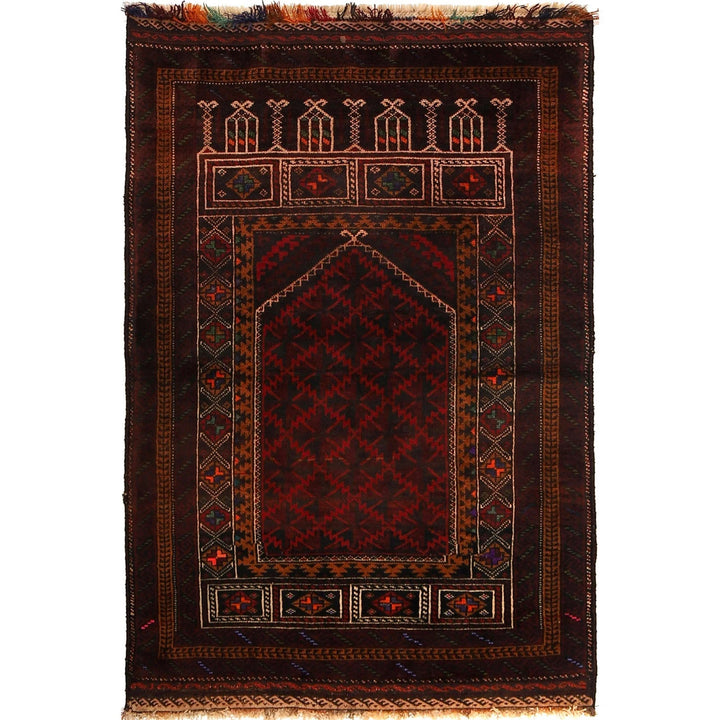 Afghan Prayer Rug 3' 1" x 4' 7" Hand-Knotted | No. AL94262