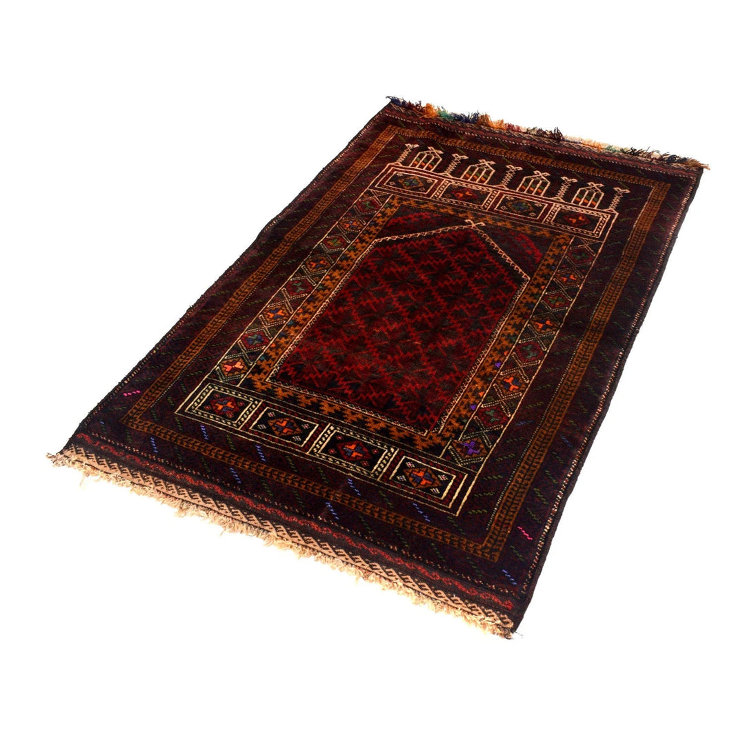 Afghan Prayer Rug 3' 1" x 4' 7" Hand-Knotted | No. AL94262