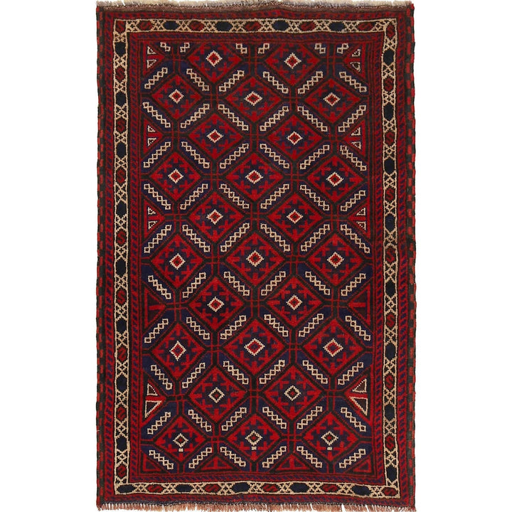 Afghan Baluchi Rug 2' 9" x 4' 9" Hand-Knotted | No. AL94274