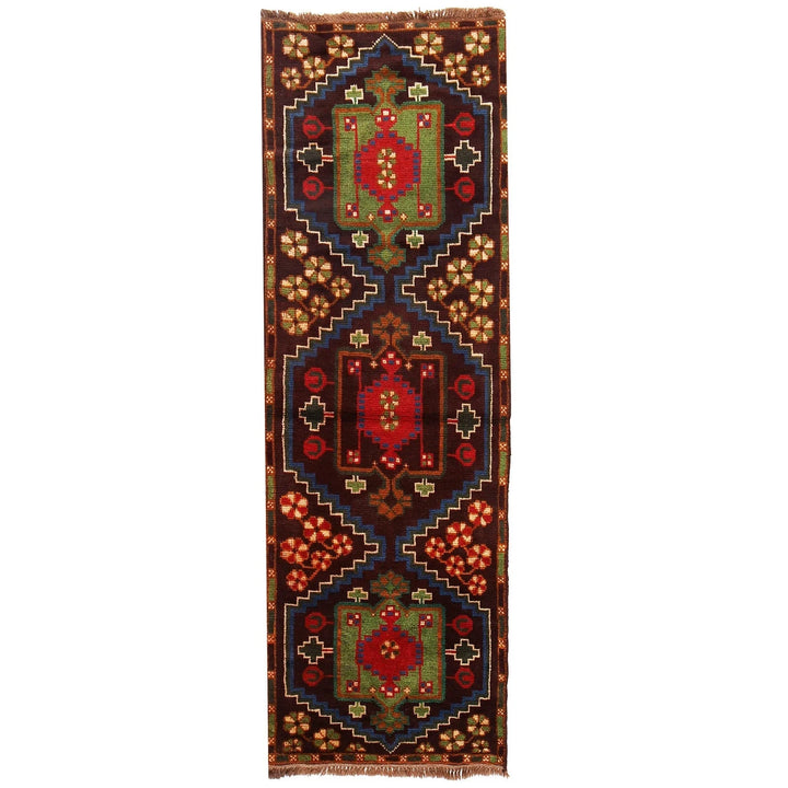 Brown Afghan Baluchi Rug 2' 4" x 7' 1" Hand-Knotted | No. AL94299