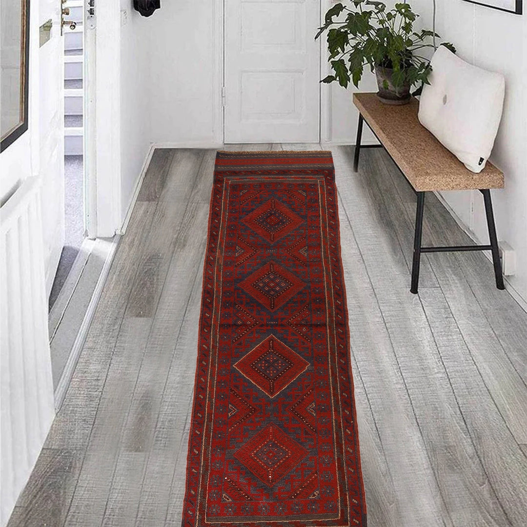 Red Afghan Mashwani Rug 1' 9" x 7' 9" Hand-Knotted | No. AL94467