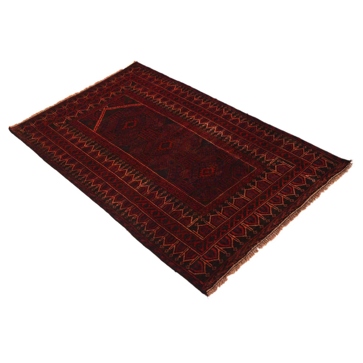Red Afghan Prayer Rug 2' 11" x 4' 6" Hand-Knotted | No. AL94497